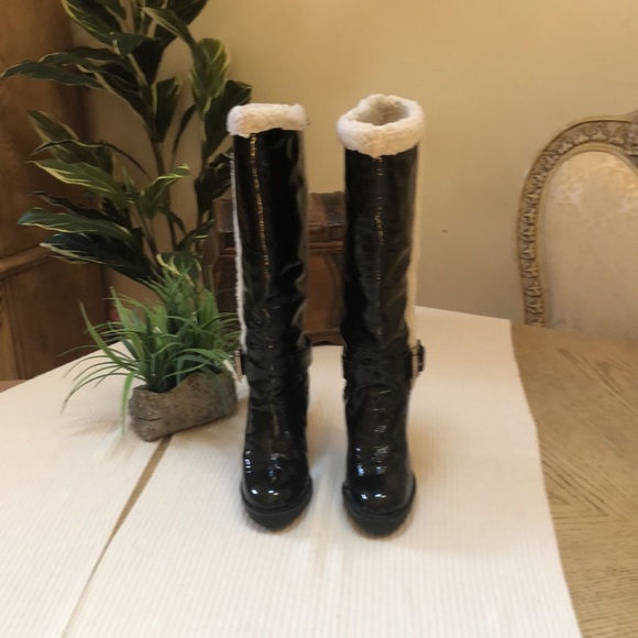 Michael Kors knee Boots black patent faux fur - Picture 14 of 15